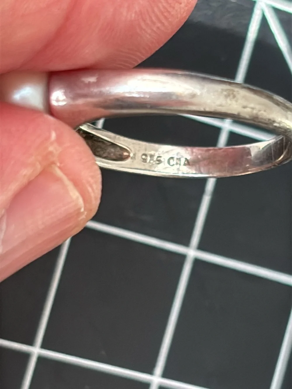 Vintage Sterling Silver Ring with a Pearl by CNA